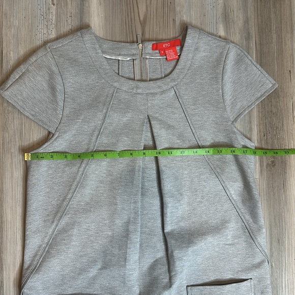EUC Etcetera Demure Shift Mini Light Gray Dress, 6 - Picture 8 of 10